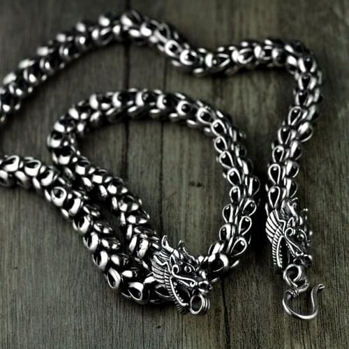 100%925 sterling silver necklace Thai silver retro court original handmade fashion mighty dragon scale necklace
