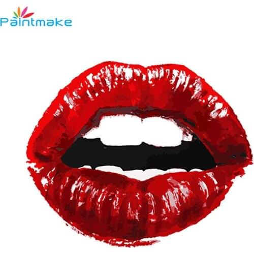 Paintmake Red lips DIY Painting By Numbers simple Oil Hand Painted On Canvas For Home Room decor Wall Art Picture Gifts