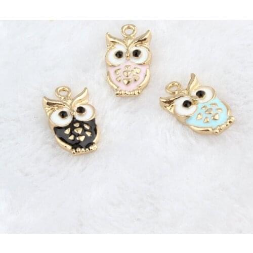 10PCS Enamel Charms for Jewelry Making Floating Metal Owl Cat Pendant For Living Floating Alloy Women DIY Fashion Necklace