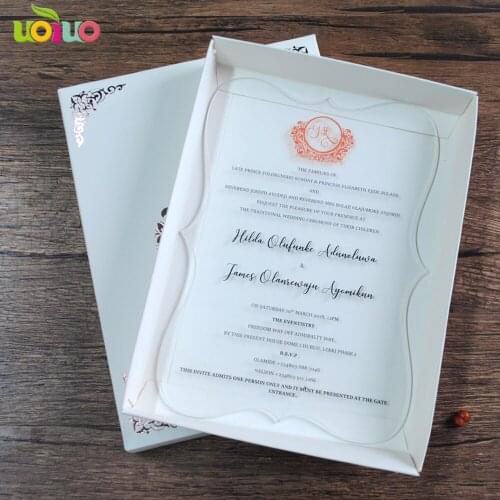 Popular hot laser cutting 3d invitation card wedding favory acrylic printed wedding cards box