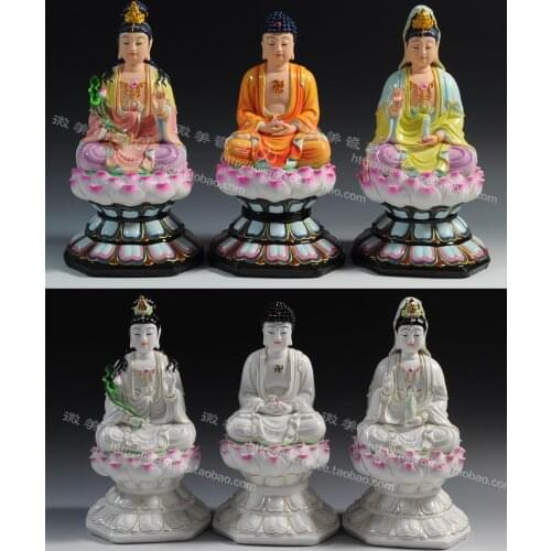 Attached to 12 inch high octagonal lotus special sit Taiwan Sam West like Sam West Buddha ceramic ornaments