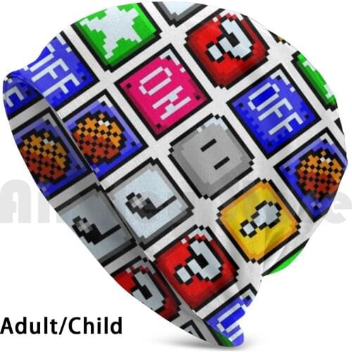 Retrogaming Pattern | Vintage Video Game Smw-001 Beanies Knit Hat Hip Hop Retrogaming Retro Gaming 8bit Pixelart