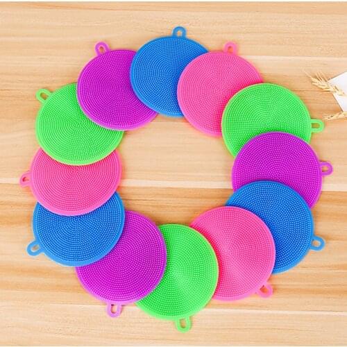 Silicone Dish Sponge Antibacterial Kitchen Scrubber Vegetable Fruit Brush Cleaning Sponge Dish Washing Brush Pot Holder