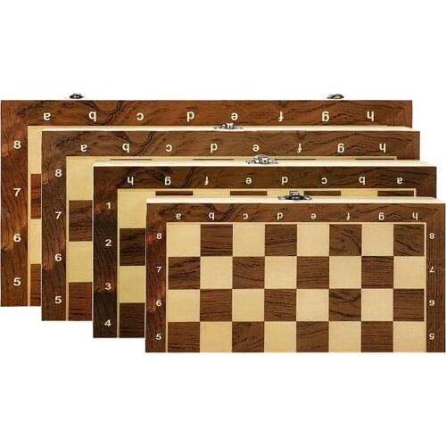 Foldable Wooden Magnetic Chess Board Storage Box Portable Chess Pieces