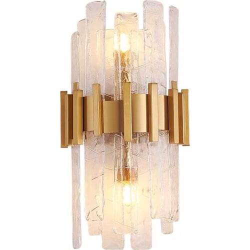 Art deco glass wall lights modern bedroom lamp AC110V 220V gold hotel corridor fixtures