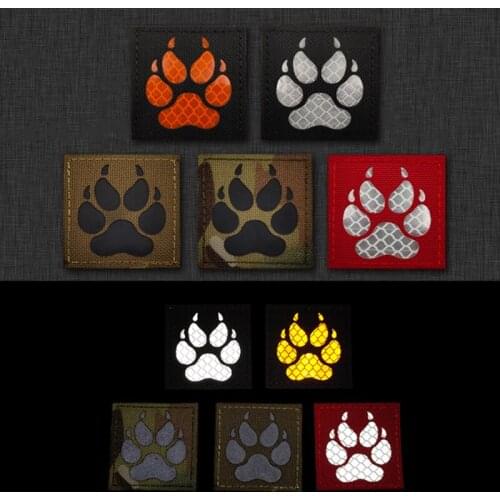 Reflective Infrared K9 Dog Paw IR Multicam Patch Nylon Tactical Military Chapter Velcro Glow In Dark For Clothes Cap Decorative