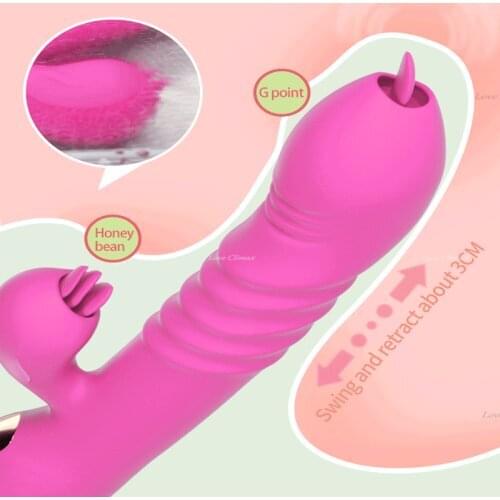 G Spot Vibrator Powerful Tongue Licking Heating Dildo Vibrator Telescopic Swing Masturbation Sex Toys Clit Stimulator for Women