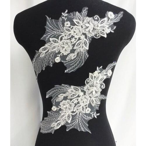 Rayon feather lace cording lace applique wedding dress high-end dress with high-quality patch