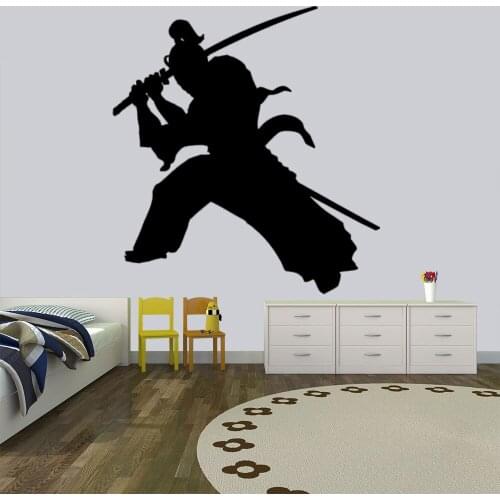 Waterproof Ninja Wall Decal for kids rooms decoration Samurai sword Wall Sticker Warrior Wall Decor Decals for Boys room HY1004