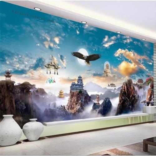 Wellyu Wonderland Tiangong Dapeng wings Realm Scenery Living room Wall Custom Large mural Environmental wallpaper