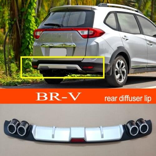 BR-V ABS Plastic Silver / Black Car Rear Bumper Diffuser Spoiler Lip for Honda BR-V