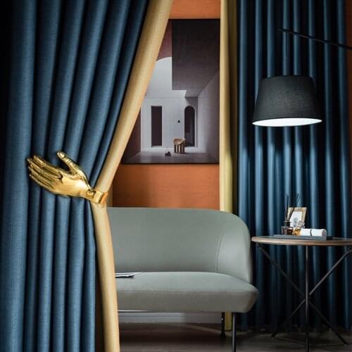 High Shading Jacquard Herringbone Curtain Perforated Curtain Light Luxury Wind Hotel Living Room