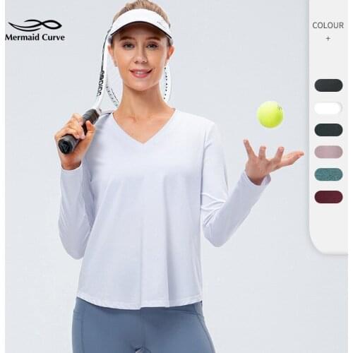 Women Autumn Winter New Yoga Long-Sleeve T-Shirt Loose V-Neck Sports T-Shirt Quick-Drying Breathable Running Training Clothes