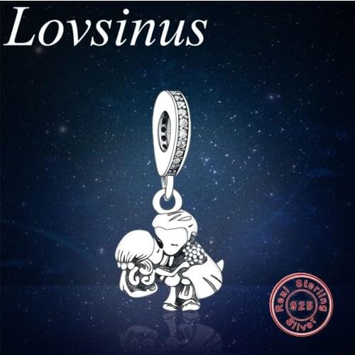 Fit Original European Charms Bracelet Real 925 Sterling Silver Kissing Married Couple Charm DIY Jewelry Women Berloque Making