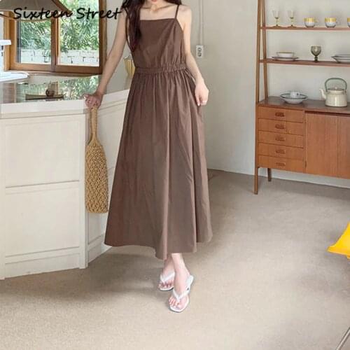 Sexy Dresses for Women Y2k Aesthetic Simple Long Elastic Waist Suspender Vestido De Mujer Korean Fashion Harujuku Summer 2021