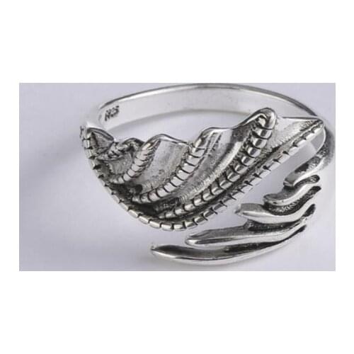 Angle Wing Retro 925 Sterling Silver Creattive Original Temperament Personality Fashion Female Resizable Opening Rings SRI147