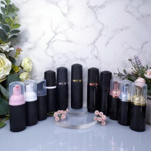 10Pcs/lot 60ML/30ML Bright Black Plastic Foam Pump Bottle Refillable Empty Cosmetic Bottle Cleaner Soap Dispenser Foam Container