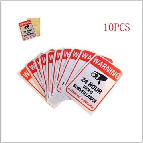 10pcs Signs Sticker Waterproof Home CCTV Video Surveillance Security Camera Alarm Sticker Warning Signs Security Notice