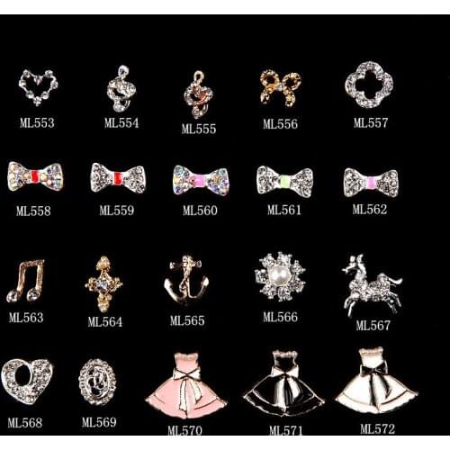 10pcs Nail rhinestone music notation Horse skirt Alloy nail accessories Imbue Diamond nail jewelry crystal nail art