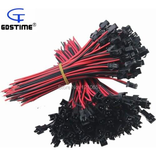 100 Pairs 2Pin SM Plug Connector Cable Wire Male + Female 100 Each New