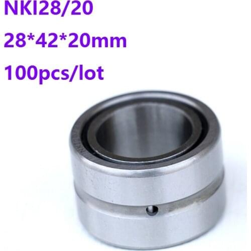 100pcs/lot NKI28/20 28*42*20mm NKI2820 Heavy duty needle roller bearing Entity needle bearing with inner ring 28×42×20mm