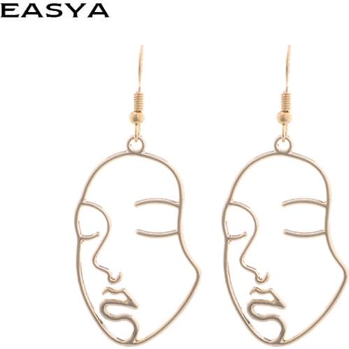 2020 Hollow Face Earrings Retro Clothes Accessories Funny Face Earrings Simple Angel Earrings