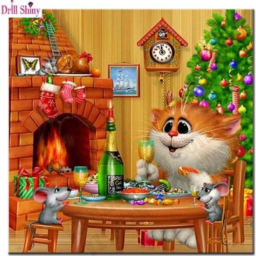 5d diy diamond painting cat food crystal diamond embroidery full square mosaic pattern cartoon cross-stitch set Christmas gift
