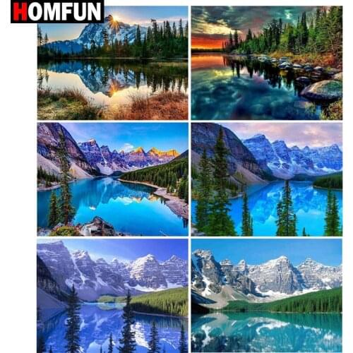 HOMFUN Diamond Painting Full Square/Round Diamond "mountain landscape" Pattern Embroidery Cross Stitch 5D Rhinestone Painting