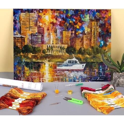 Asuncion Paraguay Printed Fabric 11CT Cross-Stitch DIY Embroidery Full Kit DMC Threads Needlework Painting Jewelry