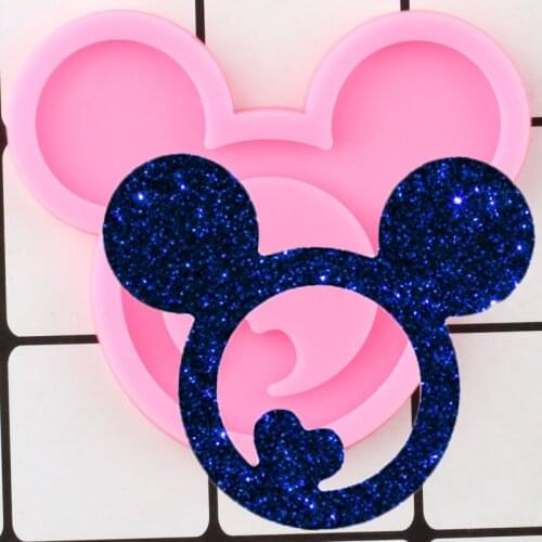Shiny Mouse Head Silicone Mold Keychains Mould Key Chain Pendant Polymer Clay DIY Earrings Jewelry Making Epoxy Resin Molds