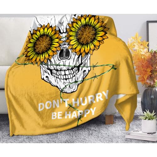 DARMIAN Sunflower Skull Personlized Print Sofa Warm Fleece Blanket Adult Kids Summer Bed Sheet School Nap Super Comfort Blankets