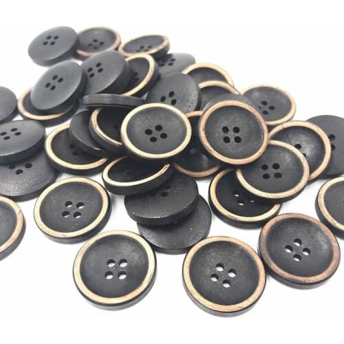 DIY 100pcs Black Round Wooden Buttons 4-holes Sewing Scrapbooking Accessories 23mm