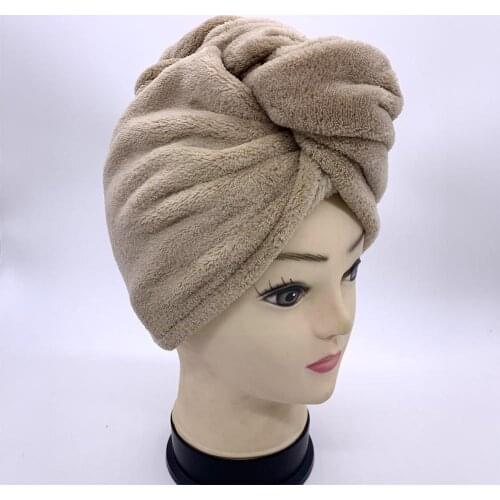 1pc Microfiber Dry Hair Cap 25x65cm Button Fastening Bathing Fleece Supplie Coral Shower Makeup Travel Cap Wholesale Thicke D3J6