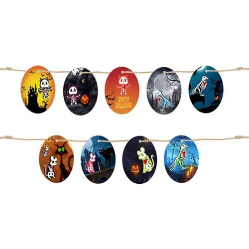 Halloween Wooden Decoration Home Furnishing Atmosphere Ornaments Round Wooden Pendant Funny Holiday Set