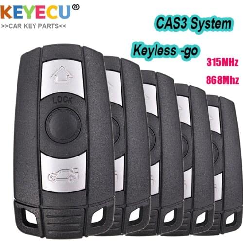 KEYECU 5PCS Keyless-Go Smart Remote Car Key for BMW CAS3 3 5 Series X5 X6, Fob 3 Buttons - 315MHz/ 433MHz/ 868MHz - PCF7952 Chip