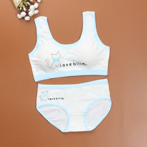 Girls Underwear Sets Candy Color Training Bras For Teenagers Cotton Sport Underwear Set Girls Puberty Bra Set