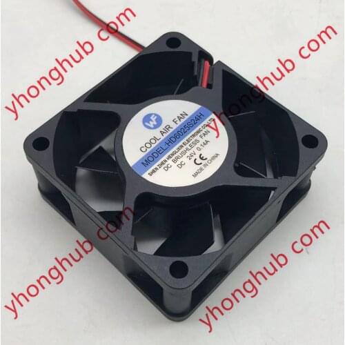HLX HengLiXin HD6025S24H Server Cooling Fan DC 24V 0.14A 60x60x25mm 2-Wire