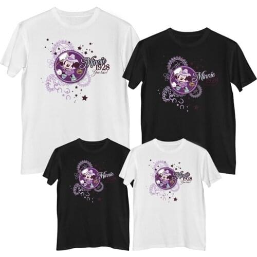 Disney Mickey Mouse Minnie Mouse T shirt Summer Comfortable 100% cotton Fashion Womens cotton t-shirt Girl outfit mother kids