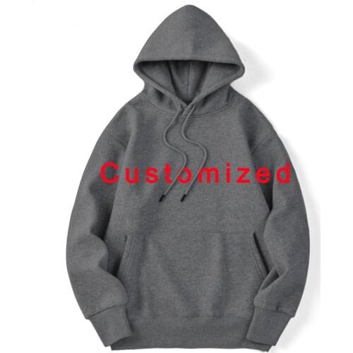Customized Logo Mens Hoodies Winter Fleece High Quality Loose Long Sleeve Streetwear Hooded Outdoor Keep Warm Casual Tracksuit