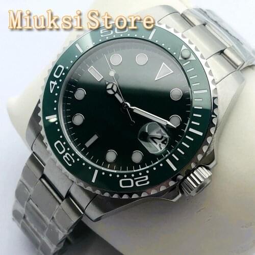 BLIGER 43mm Top Luxury Classic Mechanical Watch Sapphire Glass Ceramic Green Blue Dial NH35 Movement Mens Automatic Watch