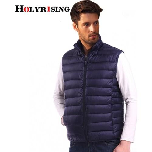 Holyrising Men Vest winter parka Sleeveless Casual Coats Male Cotton-Padded vest Ultralight Mens Windproof Warm Waistcoat 18376