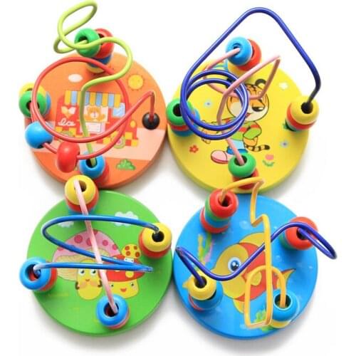 N109 Cartoon pattern wooden hands small beads around children paternity early childhood education toys choose a variety of style