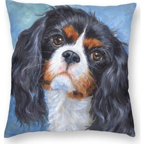 Pet Dog Cavalier King Charles Spaniel Throw Pillow Cover Decoration Square Animal Cushion Cover 45x45cm Pillowcover for Sofa