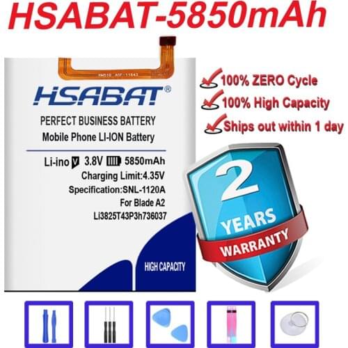 HSABAT New 5850mAh Battery for ZTE BV0720 ZTE Blade A2 ZTE Blade V7 Lite Dual SIM Li3825T43P3h736037