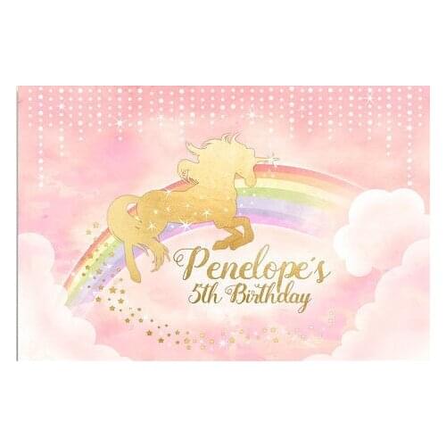 Custom unicorn rainbow birthday clouds sparkly backdrop High quality Computer print party photography studio background