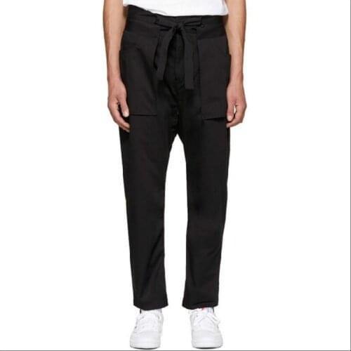 27-44 Original 2020 New Mens Casual Belts Large Pockets Nine Points Pants Hairstylist Black Trousers Plus Size Singer Costumes