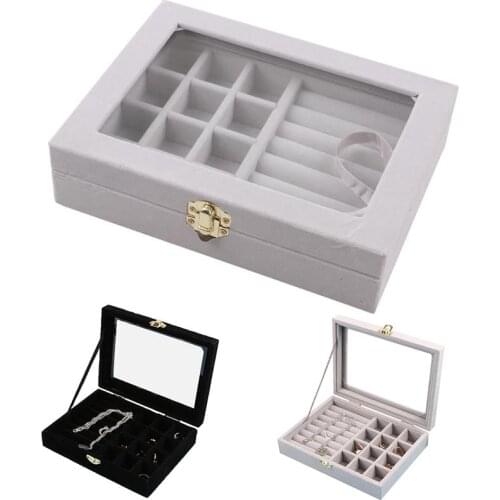 Jewelry Storage Box Exquisite Travel Jewelry Box Rectangle Packaging Necklace Rings Earrings Storage Organizer Windows Display