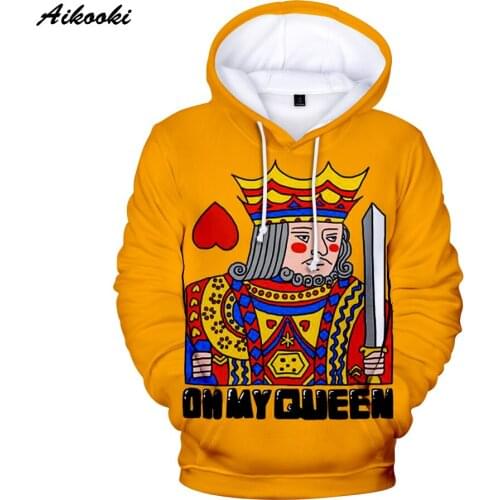 Fashion 3D KING QUEEN hoodies men/women Sweatshirts Hoody 3D Print Playing Cards Poker Hooded Boy/Girls Polluver Winter Thin Top