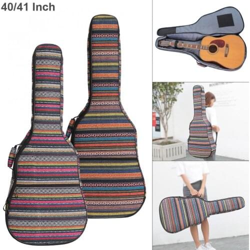 40/ 41 Inch Folk Style Knitted Acoustic Guitar Case Gig Bag Double Straps Pad Cotton Thickening Soft Cover Waterproof Backpack