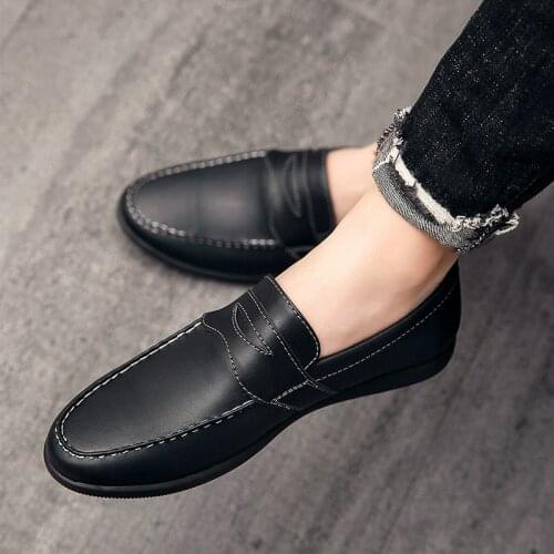Men Loafers Real Leather Shoes Fashion Men Boat Shoes Brand Men Casual Leather Shoes Male Flat Shoes Big Size 38~47